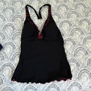 Black and pink tankini top